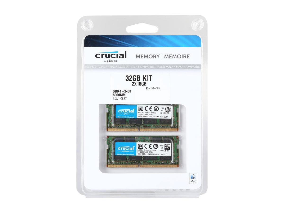 Crucial 32GB Kit (2x 16GB) DDR4-2400 DR x8 SODIMM