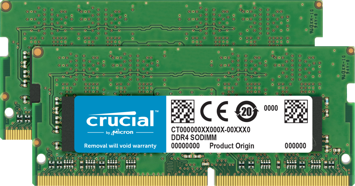 Crucial 32GB Kit (2x 16GB) DDR4-2666 DR x8 SODIMM Crucial 32GB Kit (2x 16GB) DDR4-2666 DR x8 SODIMM