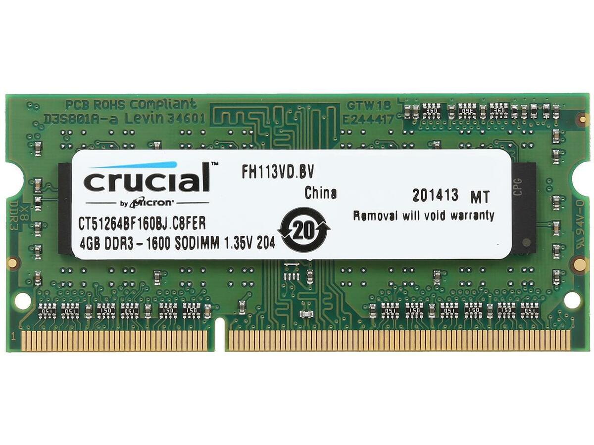 Crucial 4GB DDR3-1600 SR x8 SODIMM CT51264BF160BJ –