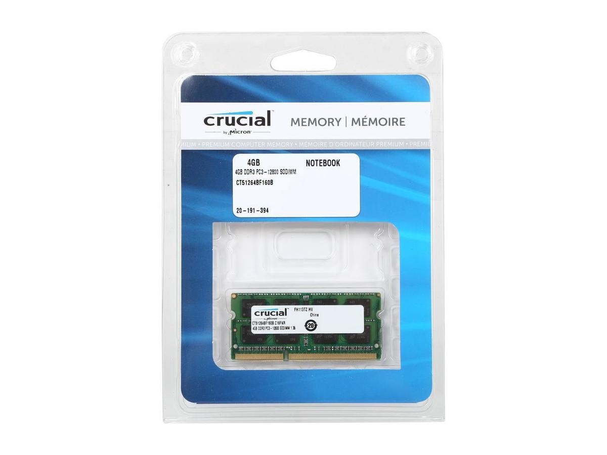 Crucial 4GB DDR3L 1600Mhz (PC3L-12800) 1.35V SODIMM Memory Ram  CT51264BF160B