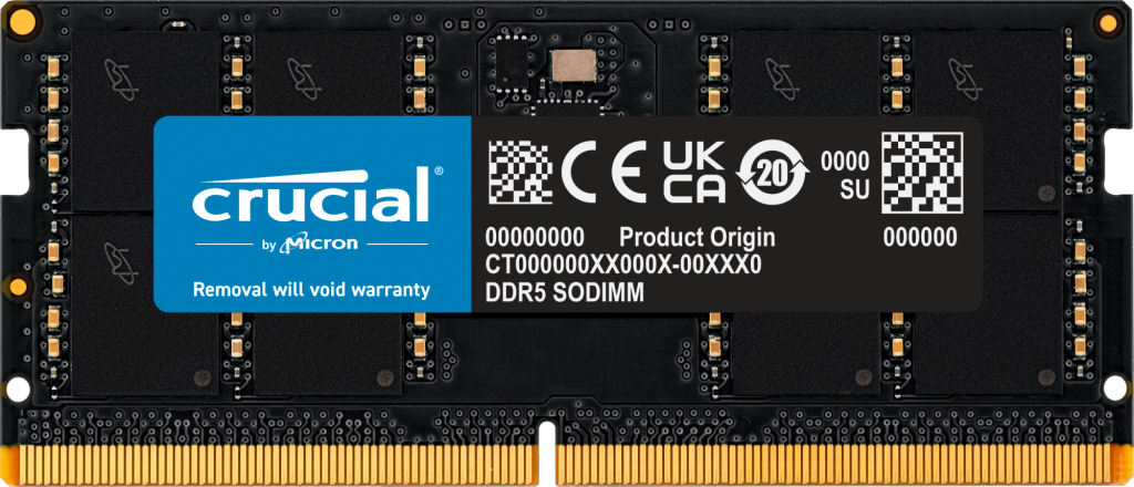 Crucial 8GB DDR5-4800 PC5-38400 262-pin SO-DIMM | CT8G48C40S5 Crucial 8GB DDR5-4800 PC5-38400 262-pin SO-DIMM | CT8G48C40S5