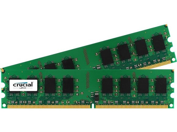Crucial 2GB (2x 1GB) DDR2-800 PC2-6400 1.8V SR x8 240-pin UDIMM RAM Kit