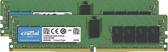 Crucial 32GB (2x 16GB) DDR4-2666 PC4-21300 1.2V DR x8 ECC 288-pin EUDIMM RAM Kit