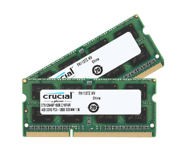 Crucial 8GB (2x 4GB) DDR3L-1600 PC3L-12800 1.35V / 1.5V DR x8 204-pin SODIMM RAM Kit