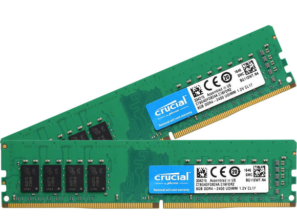Crucial 16GB Kit (2x 8GB) DDR4-2400 DR x8 UDIMM 2xCT8G4DFD824A