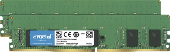 Crucial 16GB (2x 8GB) DDR4-2666 PC4-21300 1.2V SR x8 ECC Registered 288-pin RDIMM RAM Kit