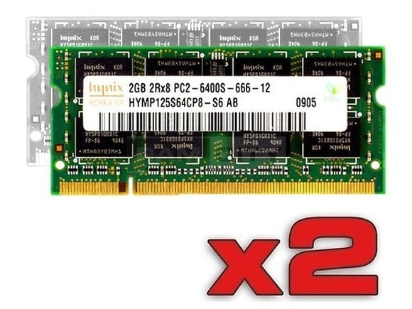 Hynix 4GB (2x 2GB) DDR2-800 PC2-6400 1.8V DR x8 200-pin SODIMM RAM Kit