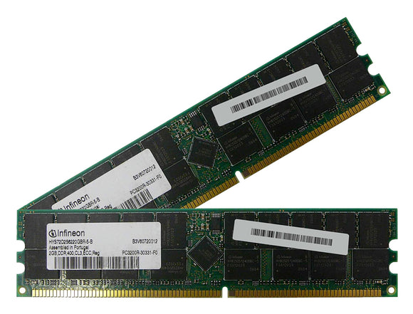 Infineon 4GB (2x 2GB) CL3 DDR-400 PC3200 2.5V DR x4 ECC Registered 184-pin RDIMM RAM Kit