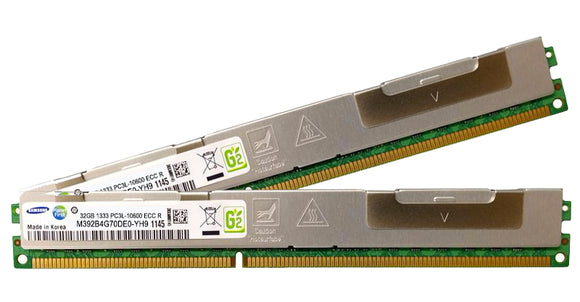 Samsung 64GB (2x 32GB) DDR3L-1333 PC3L-10600 1.35V / 1.5V QR x4 ECC Registered VLP 240-pin RDIMM RAM Kit