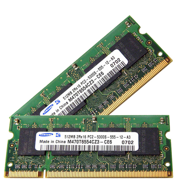 Samsung 1GB (2x 512MB) CL3 DDR2-400 PC2-3200 1.8V SR x16 200-pin SODIMM RAM Kit