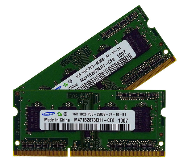 Samsung 2GB (2x 1GB) DDR3-1066 PC3-8500 1.5V SR x8 204-pin SODIMM RAM Kit