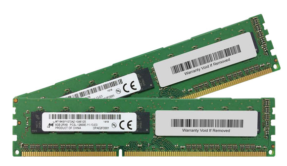 Micron 16GB (2x 8GB) DDR3L-1600 PC3L-12800 1.35V / 1.5V DR x8 ECC 240-pin EUDIMM RAM Kit