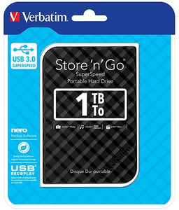 Verbatim 1TB 2.5" USB 3.0 Black Store'n'Go HDD Grid Design