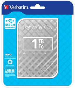 Verbatim 1TB 2.5" USB 3.0 Silver. Store'n'Go HDD Grid Design