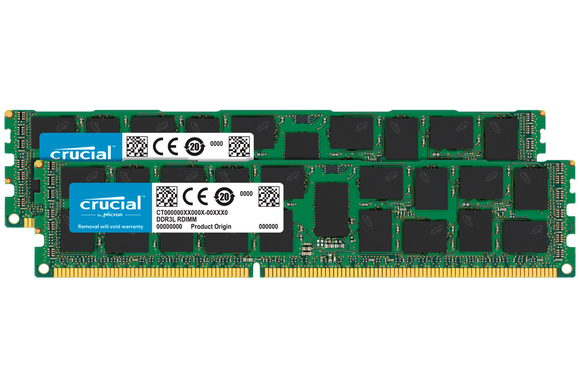 Crucial 32GB (2x 16GB) DDR3L-1600 PC3L-12800 1.35V / 1.5V DR x4 ECC Registered 240-pin RDIMM RAM Kit
