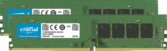 Crucial 32GB (2x 16GB) DDR4-2666 PC4-21300 1.2V DR x8 288-pin UDIMM RAM Kit