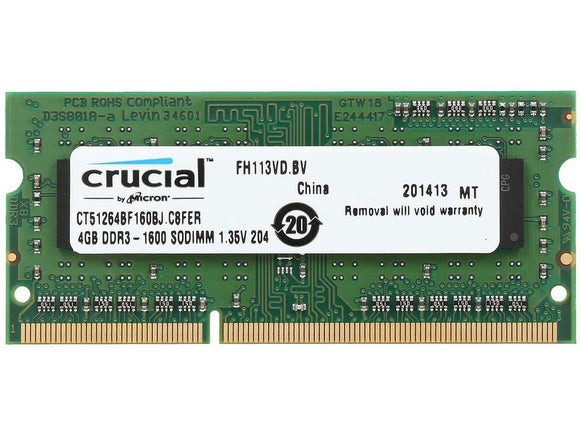 Crucial 4GB DDR3-1600 SR x8 SODIMM CT51264BF160BJ –