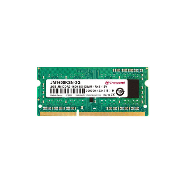 Transcend JetRam 2GB (1 x 2GB) DDR3 1600Mhz 1Rx8 1.5V SODIMM RAM module