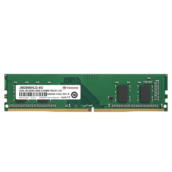 Transcend JetRam 4GB (1x 4GB) DDR4-2666 PC4-21300 1.2V SR x8 288-pin UDIMM RAM Module
