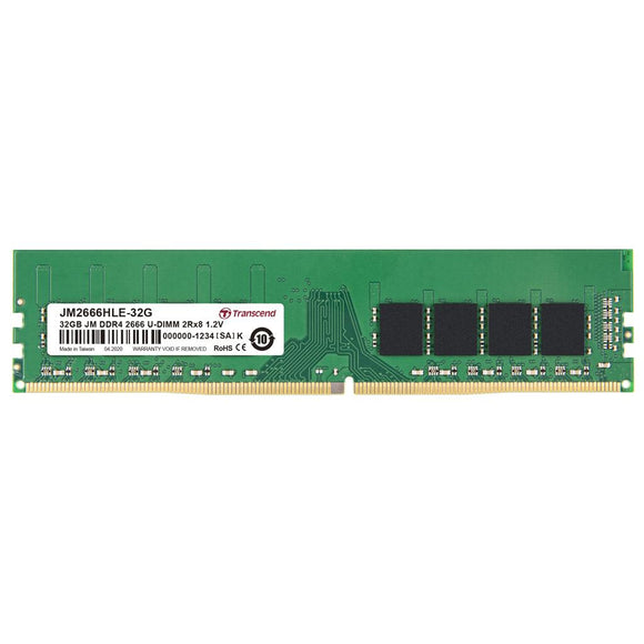 Transcend JetRam 32GB (1x 32GB) DDR4-2666 PC4-25600 1.2V DR x8 288-pin UDIMM RAM Module