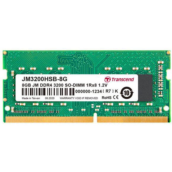 Transcend JetRam 8GB (1x 8GB) DDR4-3200 PC4-21300 1.2V 1Rx8 288-pin SO-DIMM RAM Module
