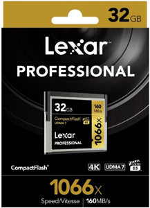 Lexar Professional 1066x 32GB CF Compact Flash Card - Upto 160MB/s