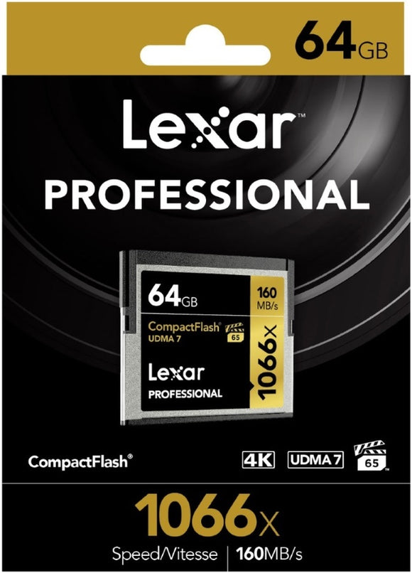 Lexar Professional 1066x 64GB CF Compact Flash Card - Upto 160MB/s