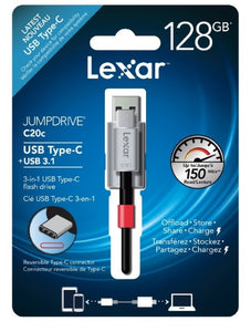 Lexar JumpDrive C20c 128GB USB 3.1 & TypeC Flash Drive - Upto 150MB/s