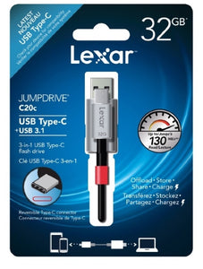 Lexar JumpDrive C20c 32GB USB 3.1 & TypeC Flash Drive - Upto 150MB/s