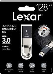 Lexar JumpDrive F35 128GB Finger Print USB3 Flash Drive - Upto 150MB/s