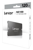 Lexar NS100 120GB 2.5" SATA SSD - 520MB/s Read Shock/Vibration Resistant DASH Software 3yr Warr.