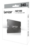 Lexar NS100 240GB 2.5" SATA SSD - 520MB/s Read Shock/Vibration Resistant DASH Software 3yr Warr.