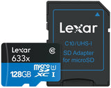 Lexar High Performance 633x 128GB microSDXC UHS-I Card - Upto 95MB/s U3 C10 V30