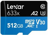 Lexar High Performance 633x 512GB microSDXC UHS-I Card - Upto 95MB/s U3 C10 V30