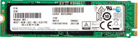 Samsung PM981 1TB NVMe M.2 PCIe 3.0 x4 80mm (2280) Internal SSD - OEM