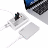 ORICO Aluminium 5 Port USB 3.0 Hub - 3x USB 3.0 Ports, 2x 2.4A 5V Charging Ports w/ 12V 3A Power Adapter and 1m USB Type-A Cable